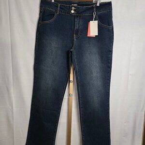 NWT Flamingo Jeans Straight High Rise Stretch Classic Dark Wash XL